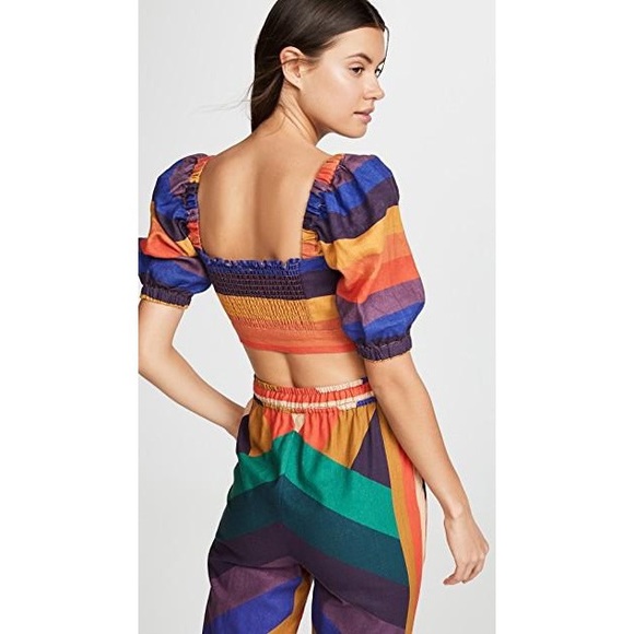 Farm Rio Rainbow Puff Sleeve Crop Top - Picture 6 of 7